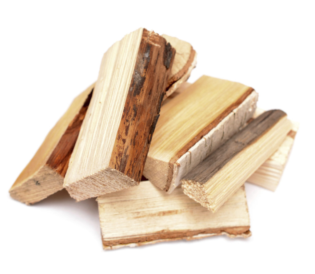 birch firewood on white